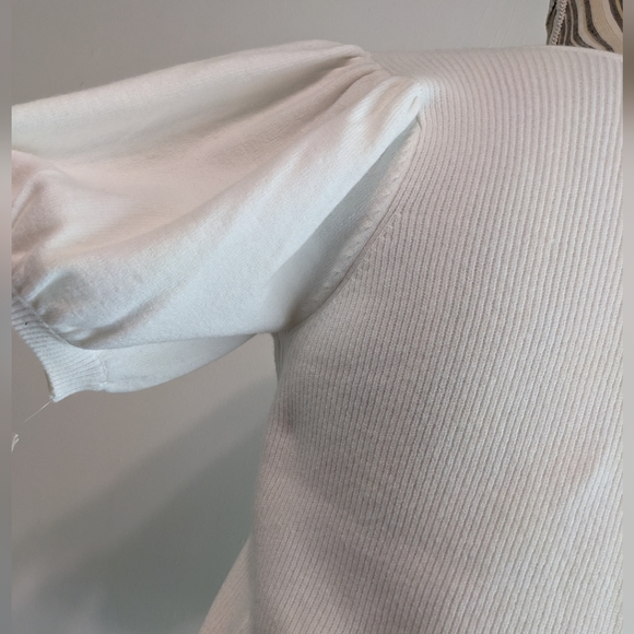 French connection white  sweater poof sleeve square neck nwt - Picture 12 of 16